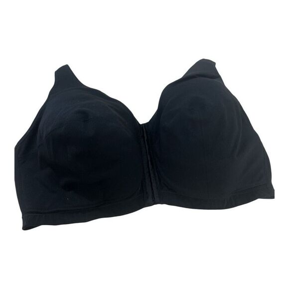 Laudine Hook Eye Front Close Wireless Bra Plus Size 44G Black Back Support - Picture 12 of 12
